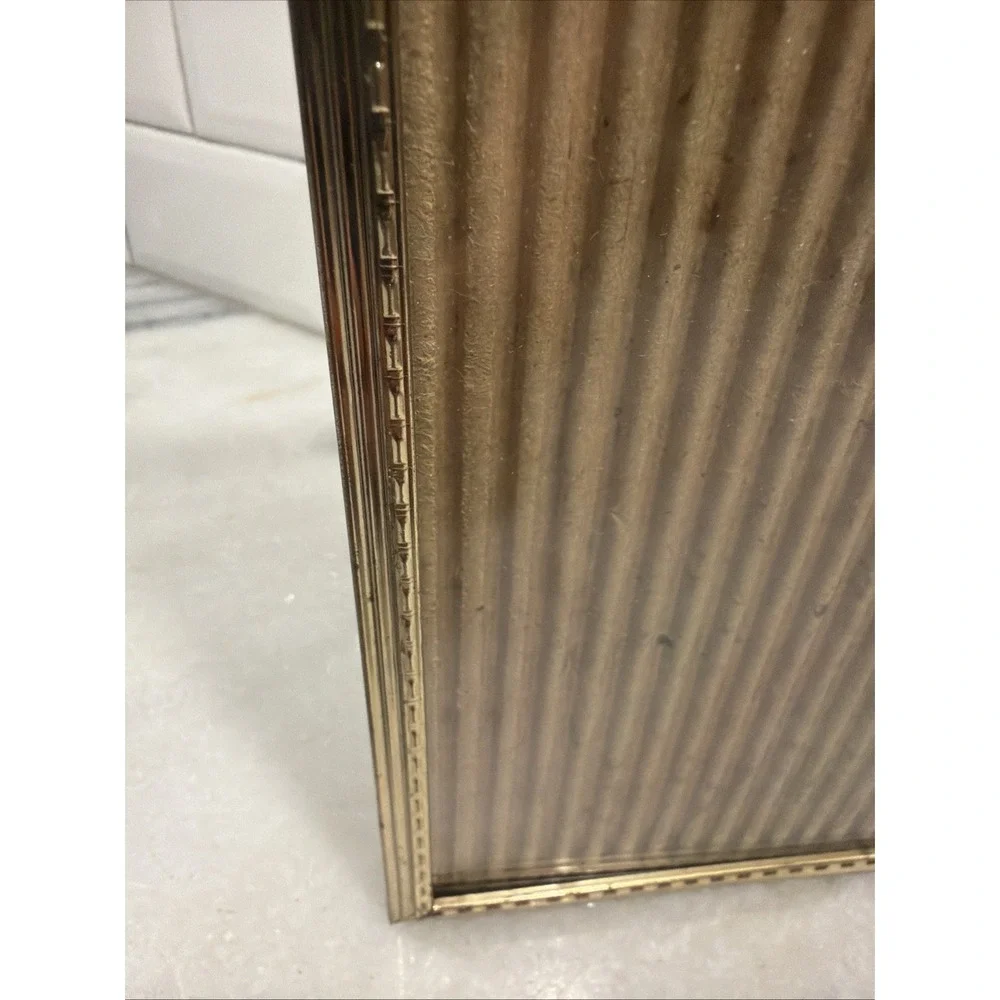 VINTAGE Metal Frame TWO PHOTO BI-FOLD HINGED GOLD TONE 8x10